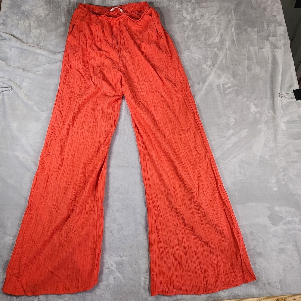 Idem Ditto Red Crepe M Wide Leg‎ Flowy Pants Palazzo Boho  Coastal Grandma